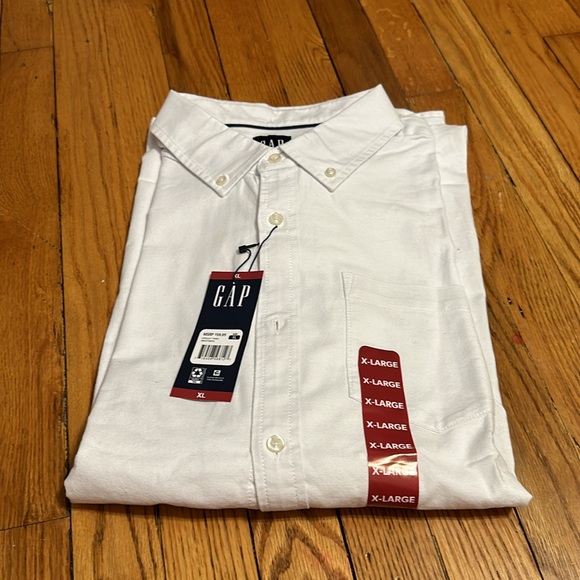 Mens GAP white long sleeve button up shirt XL NWT! - Picture 2 of 13